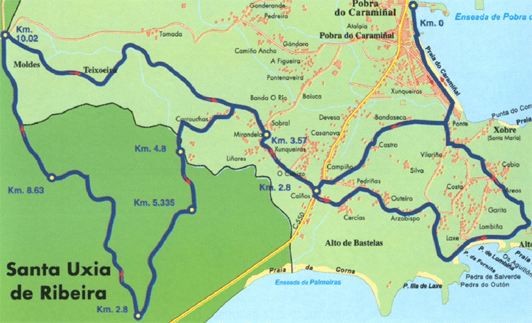 Mapa de Cicloturismo por A Pobra - Ruta 1