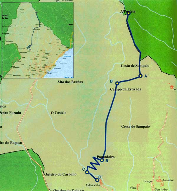 Mapa de Senderismo sobre A Pobra - Ruta 1